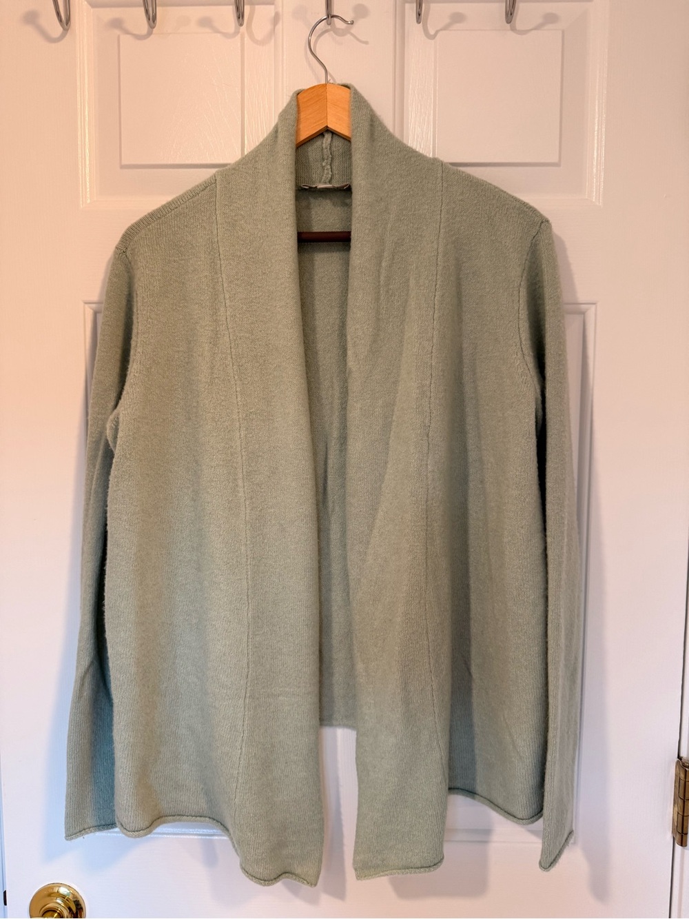 LOFT Sage Green Open-Front Shawl Collar Cardigan